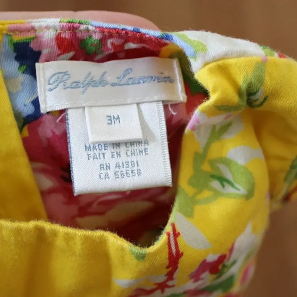 Ralph Lauren‎ Yellow Floral Bubble Romper One Piece 3 Month